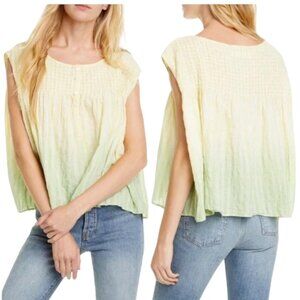 FREE PEOPLE Little Bit of Something Oversized Top in Citron Ombre SZ S
